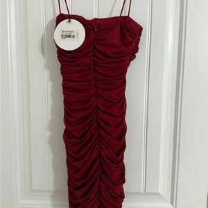 Elegant Red Ruched Dress